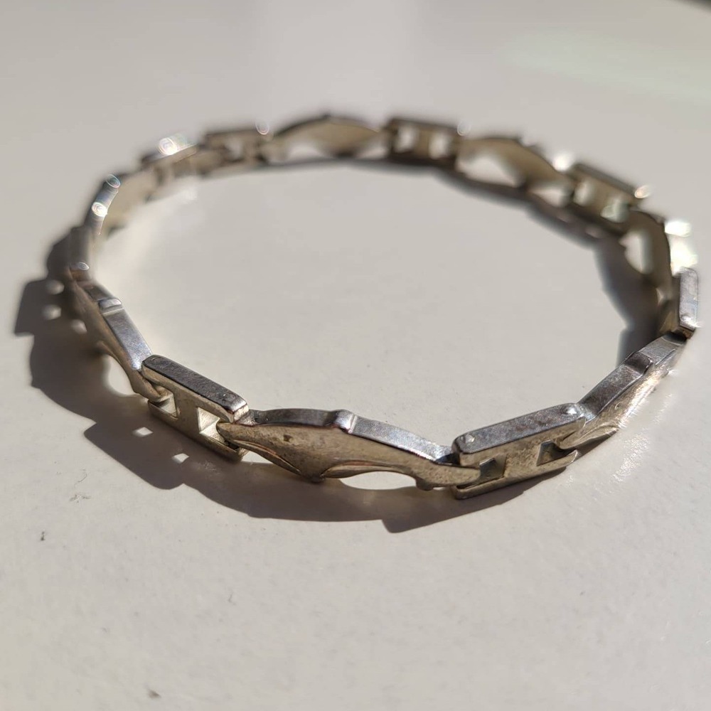 Vintage Dolphin Link Bracelet Silver 925 Sterling Nautical